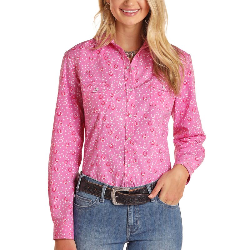 Panhandle Hot Pink Horseshoe Skjorte