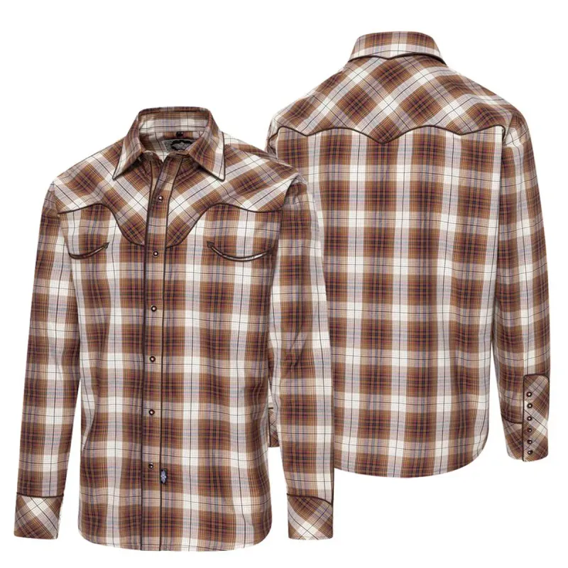 ISAAC Westernskjorte – Rutet Brun/Beige Herreskjorte