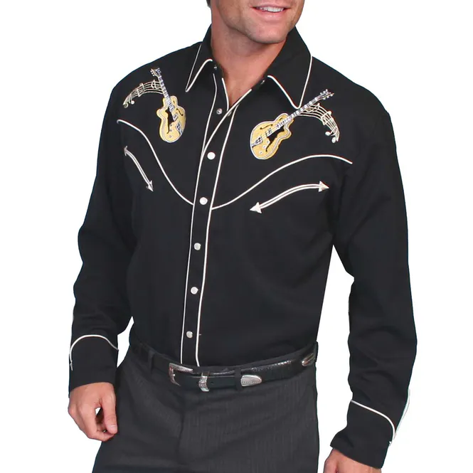 Hovedbilde Scully Guitar - Svart Westernskjorte