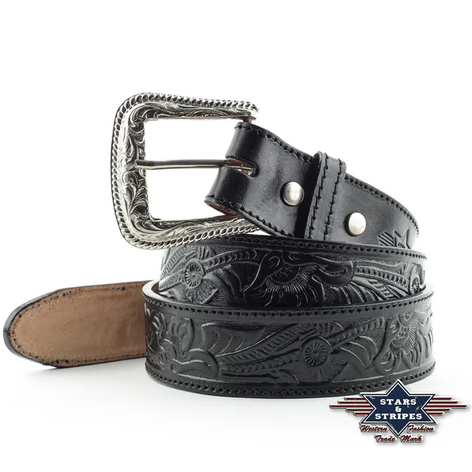 Hovedbilde Stars & Stripes Sort Western Lærbelte