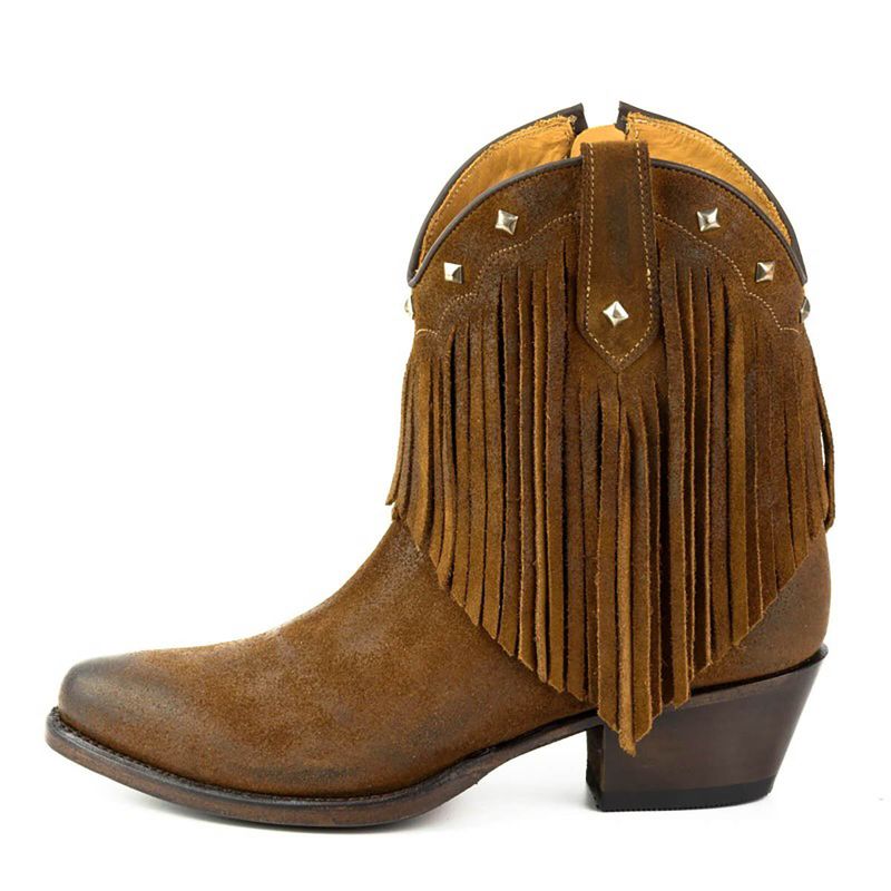 Mayura Atenea Ankelhøye Cowgirl Boots Med Frynser - Afelpado Tabaco 