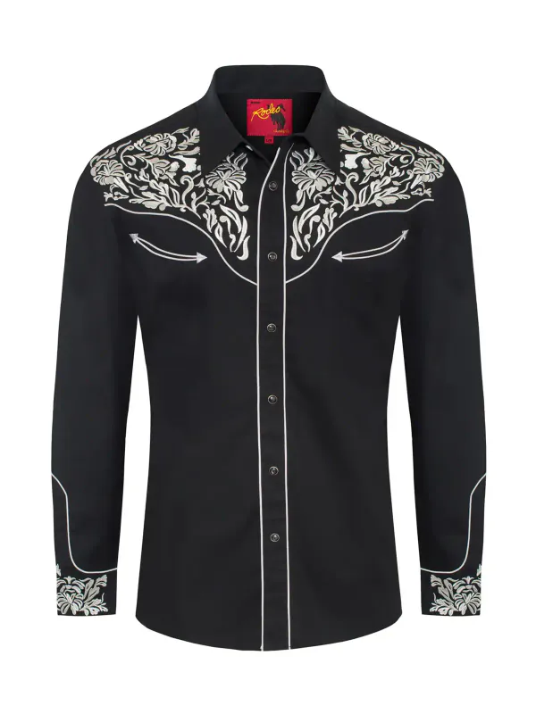 Westernskjorte Black Silver Embroidery