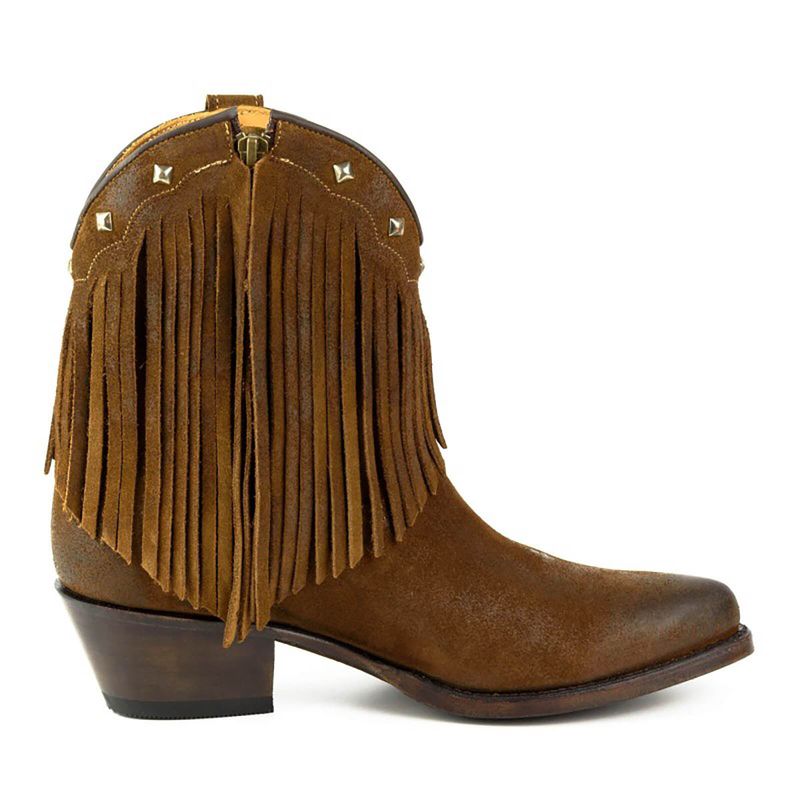 Mayura Atenea Ankelhøye Cowgirl Boots Med Frynser - Afelpado Tabaco 